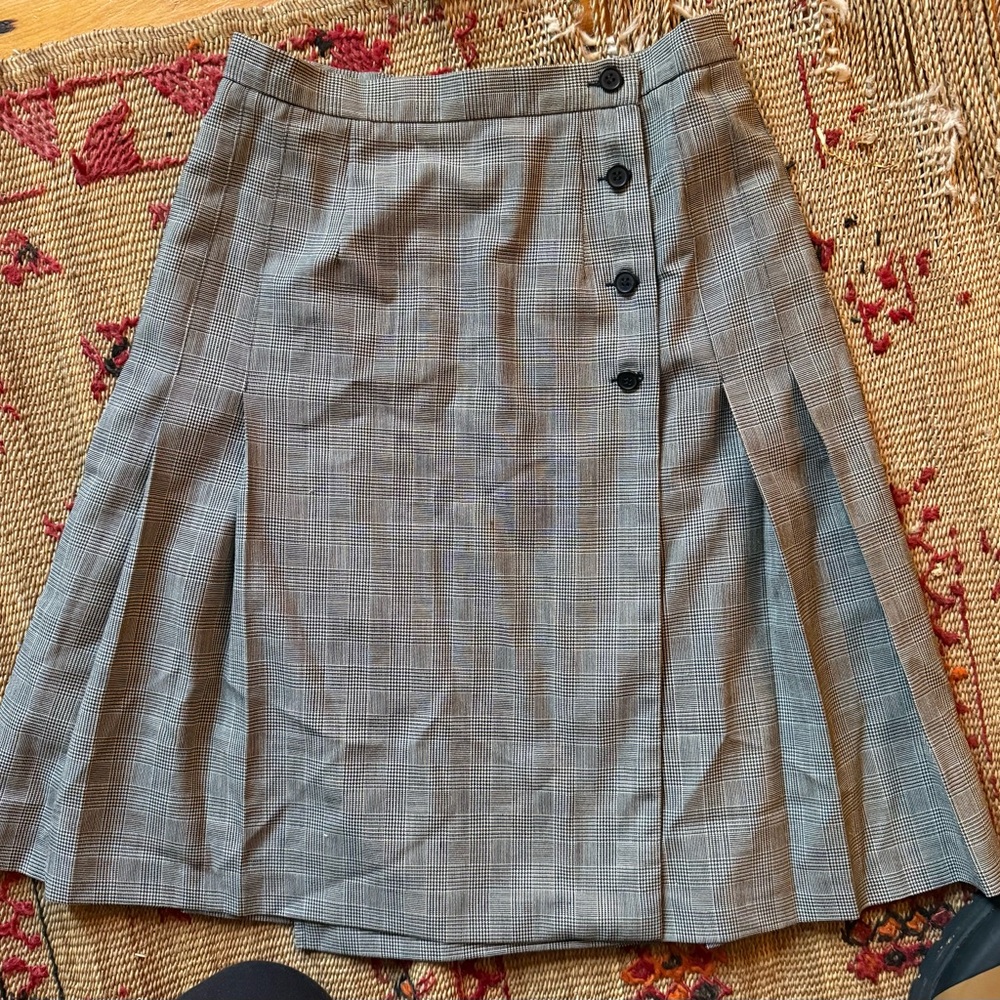 Pendleton Black and Gray Checkered A-Line Skirt